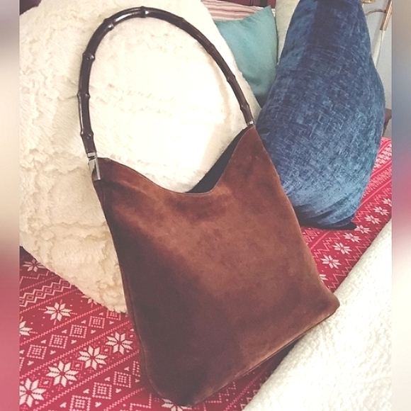 GUCCI SUEDE SHOULDER BAG BROWN SUEDE LEATHER - Picture 5 of 17